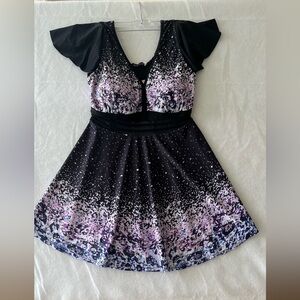 Arolina Black & Purple Floral Ombre A-Line Swimsuit Size 20 NWT